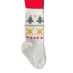 Vintage hand crocheted Christmas stocking 24 inches long